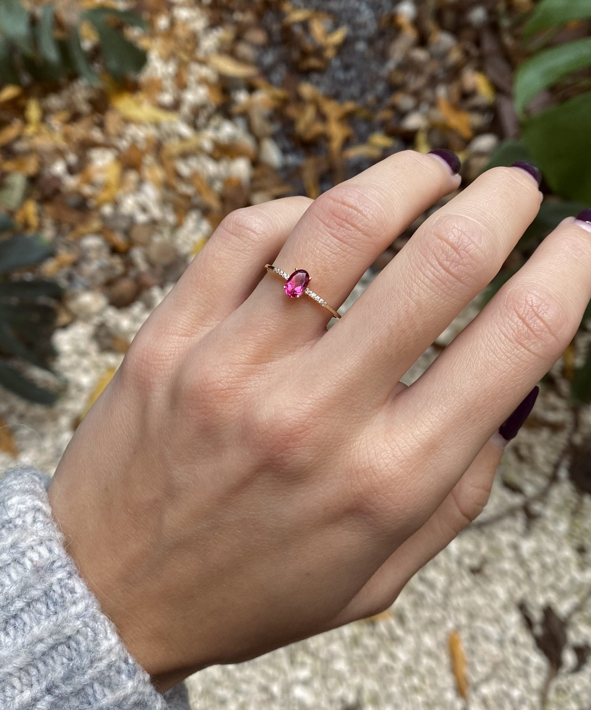 ANILLO ESTELA OVAL TOPACIO ROSA