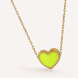 GARGANTILLA CORAZÓN ESMALTE AMARILLO FLÚOR