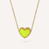 GARGANTILLA CORAZÓN ESMALTE AMARILLO FLÚOR