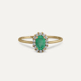 ANILLO ROSETÓN ESMERALDA Y DIAMANTES