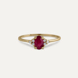 OVAL THREE RUBY AND DIAMOND RING