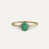 OVAL THREE EMERALD AND DIAMOND RING