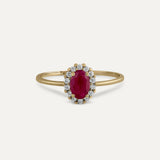 ANILLO ROSETÓN RUBÍ Y DIAMANTES