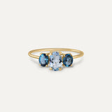DREIFACH-OVAL-RING AQUAMARIN UND LONDON BLUE