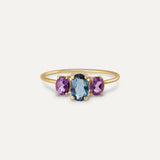 ANILLO TRIPLE OVAL AMATISTA Y LONDON BLUE