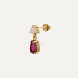 PENDANT PEAR MOVE MOONSTONE AND RHODOLITE