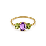 AMETHYST AND PERIDOT TRIPLE OVAL RING