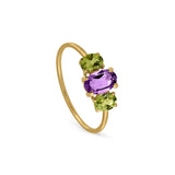 AMETHYST AND PERIDOT TRIPLE OVAL RING