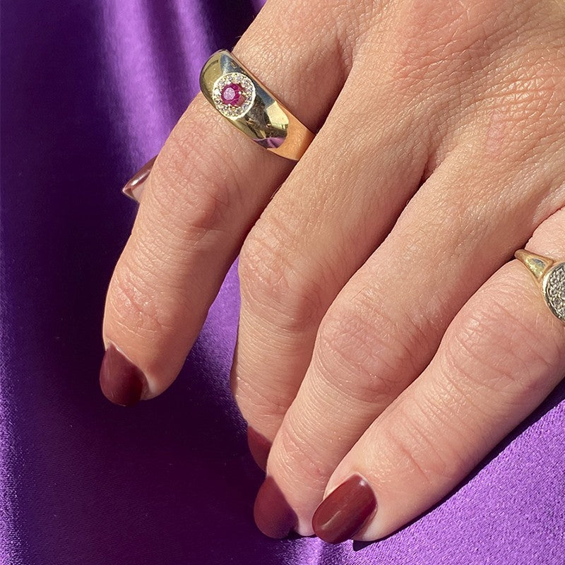 RING SIEGELRING RUND RUBIN