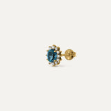 PENDIENTE ROSETÓN MINI LONDON BLUE
