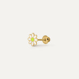 FLUORESCENT YELLOW DAISY EARRING KIDS