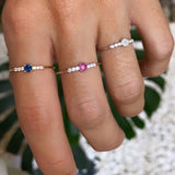 ANILLO MI REINA PIEDRA LUNA Y PIEDRA BLANCA