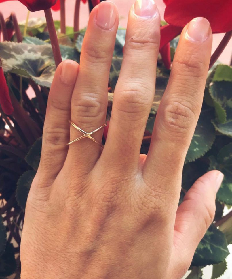 ANILLO DOBLE LISO CRUZADO