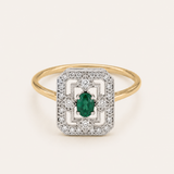 ANILLO ART DECO ESMERALDA Y DIAMANTES