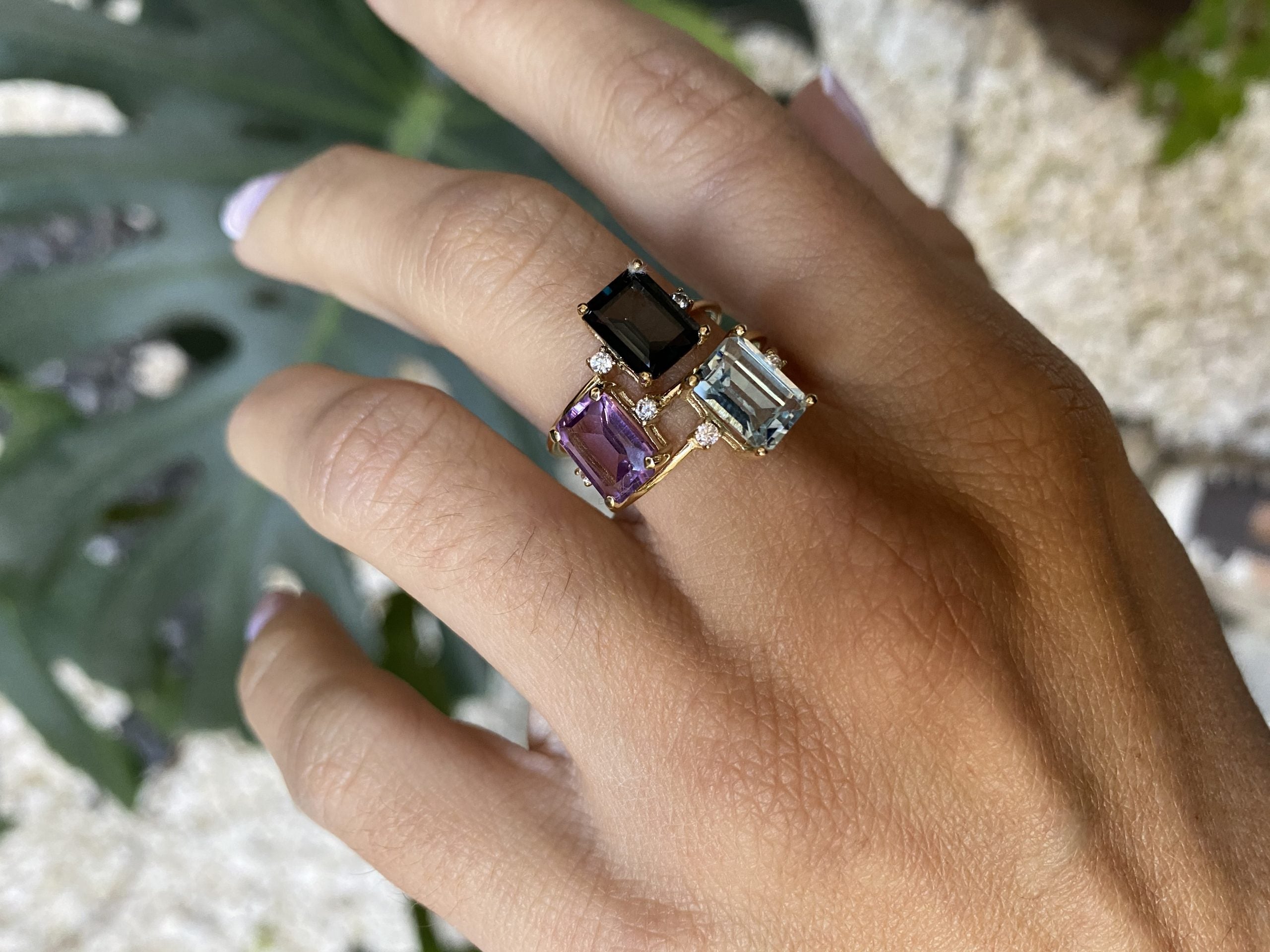 ANILLO RECTANGLE LONDON BLUE