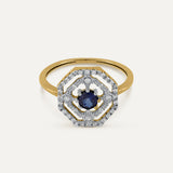 ANILLO ART DÉCO OCTOGON ZAFIRO Y BRILLANTES