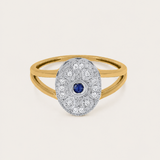 ANILLO ART DECO OVAL ZAFIRO Y DIAMANTES