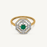 ANILLO ART DÉCO OCTOGON ESMERALDA Y BRILLANTES