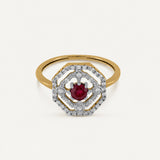ANILLO ART DÉCO OCTOGON RUBÍ Y BRILLANTES