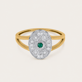 ANILLO ART DECO OVAL ESMERALDA Y DIAMANTES