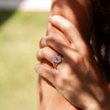 ANILLO ART DECO OVAL RUBÍ Y DIAMANTES